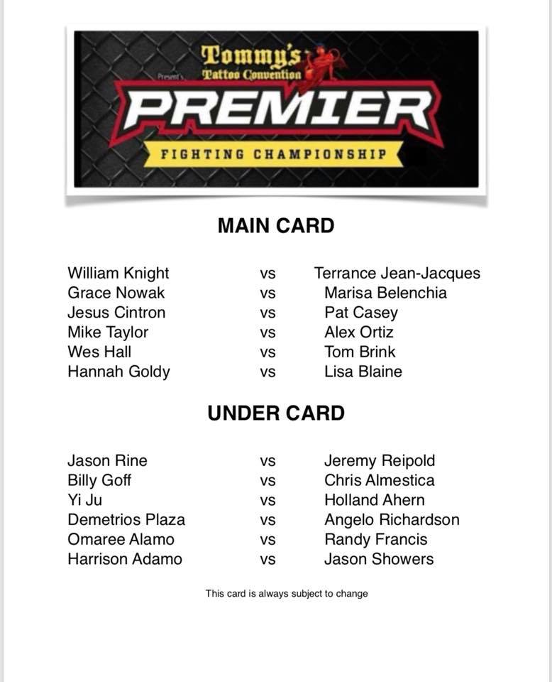 Premier FC fight card